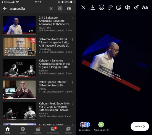 Caricare video Youtube storie Instagram iOS