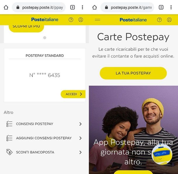 Postepay dispositivi mobili