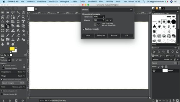 Creare un foglio con GIMP
