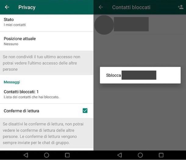 Sbloccare contatto WhatsApp