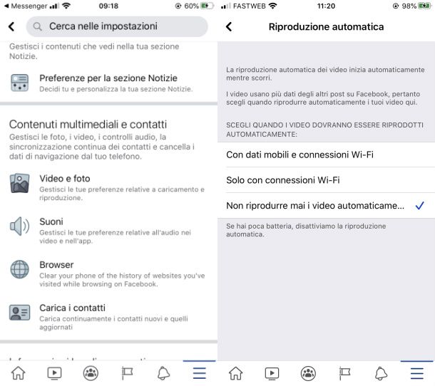 Video facebook automatico riproduzione