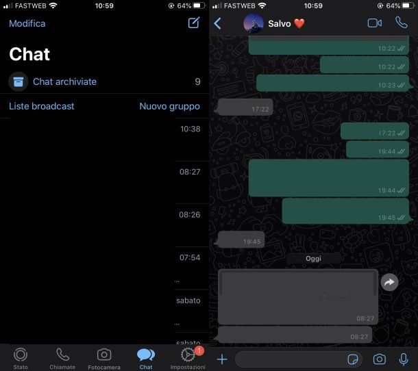 WhatsApp iOS tema scuro