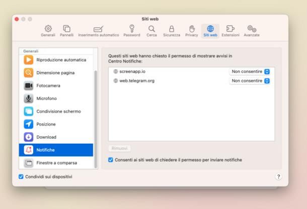 Come bloccare notifiche indesiderate Safari