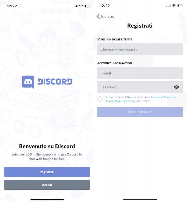 Creare account Discord