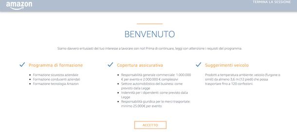 Accettare condizioni Amazon Logistics