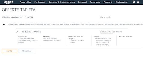 Impostare tariffe corriere Amazon