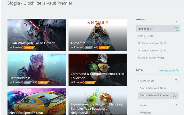 La collezione di giochi Vault di Origin Access è ora a tua disposizione!