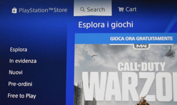 Individua la funzione cerca in alto nel PlayStation Store