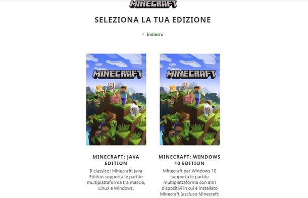 Minecraft è disponibile presso due store online