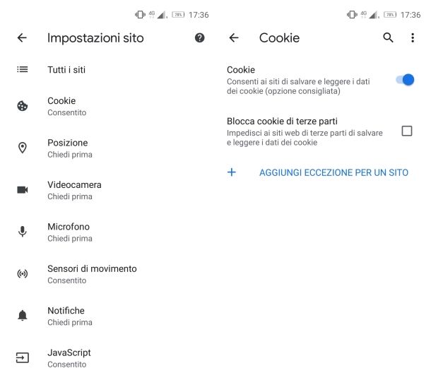 Come attivare i cookie su Google su Android