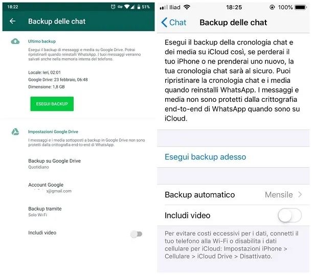 Backup WhatsApp Android e iOS