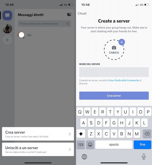 Creare server su Discord da smartphone e tablet