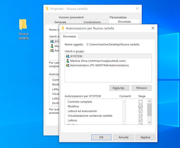 Permessi cartella Windows