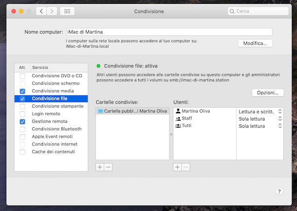 Condivisione file macOS