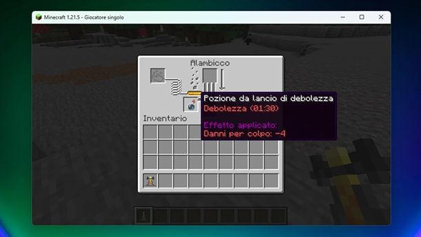 Pozione di debolezza da lancio Minecraft