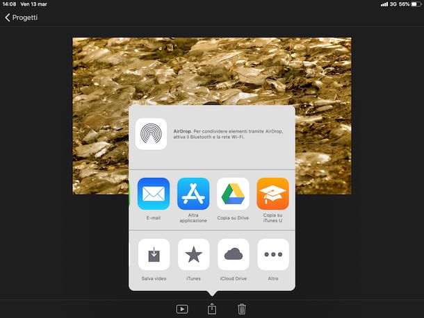 Esportare il filmato su iPhone e iPad