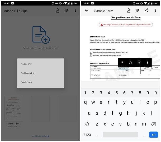 Come si fa a compilare un modulo PDF su smartphone e tablet