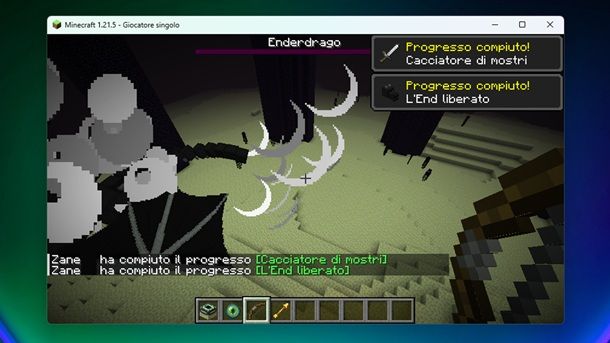 Enderdrago sconfitto Minecraft finale