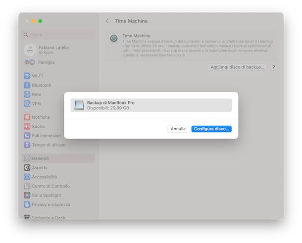 Effettuare backup su Mac