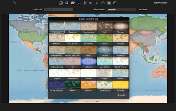 Filtri per clip su Mac