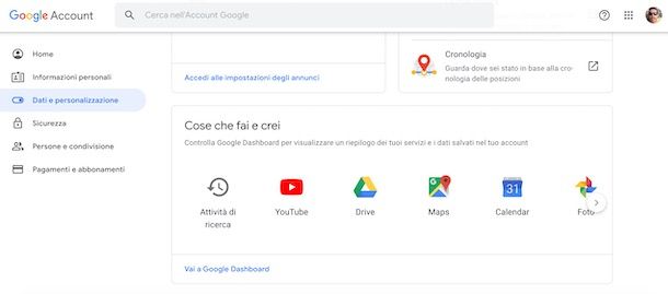 Accedere a Google Dashboard
