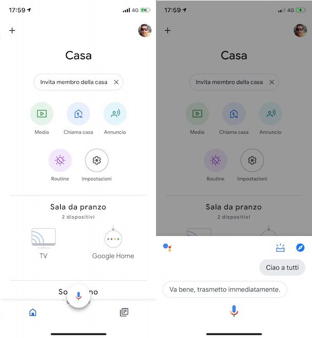 Come chiamare Google Home con Annuncio