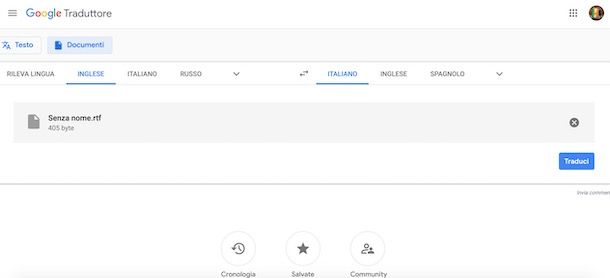 Tradurre documenti con Google Traduttore
