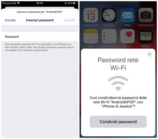 Come condividere password WiFi iPhone