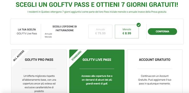 Abbonamento GOLFTV