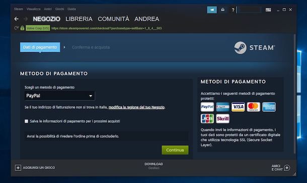 Acquistare un gioco su Steam