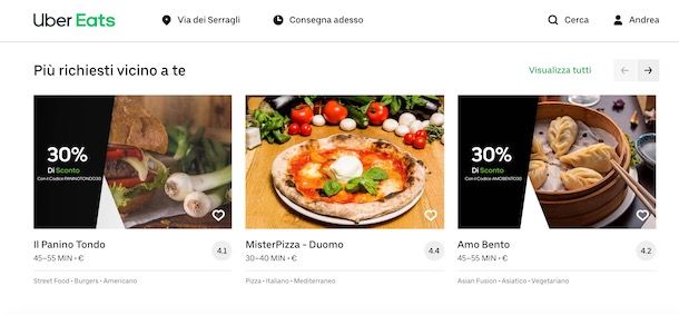 Come funziona Uber Eats da computer