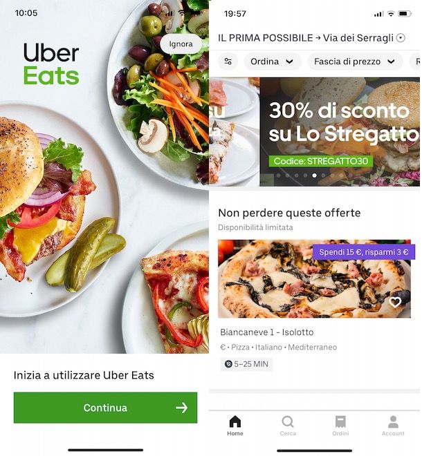 Come funziona Uber Eats da smartphone e tablet