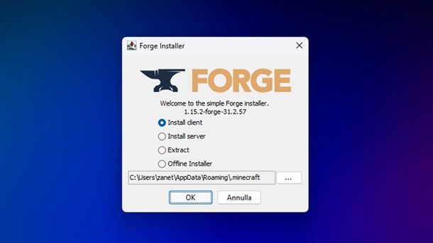 Come installare Minecraft Forge Java