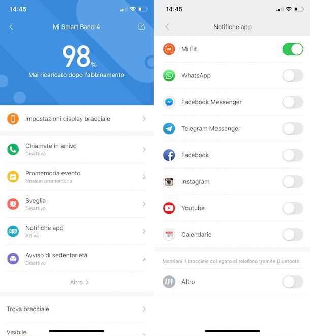 Come configurare notifiche Mi Band