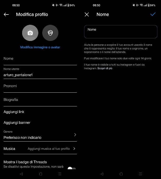 Come modificare il nome su Instagram