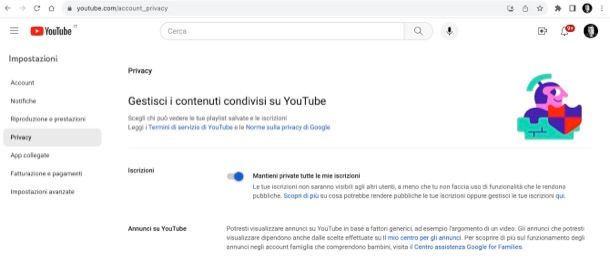 Creare canale YouTube privato