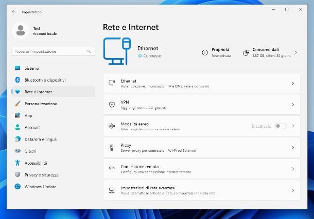 Come configurare rete Ethernet: Windows 11