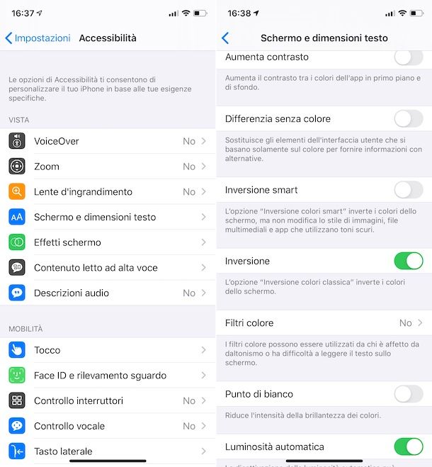 Inversione colori iOS