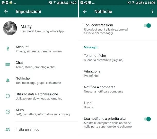 Attivare notifiche WhatsApp Android