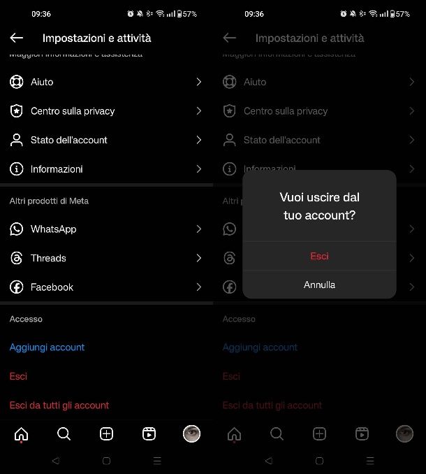 Come uscire da Instagram da Android e iPhone