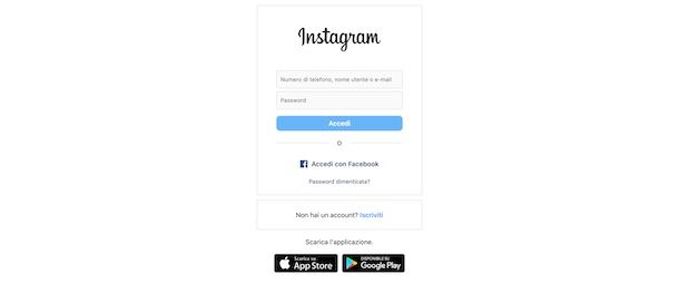 Accedere a Instagram con Facebook
