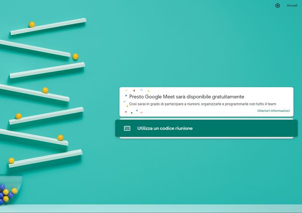 La schermata di Google Meet per i partecipanti