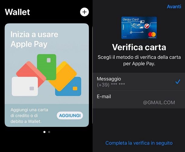 Aggiungi carta Apple Pay