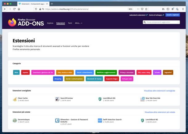 Migliori estensioni Firefox