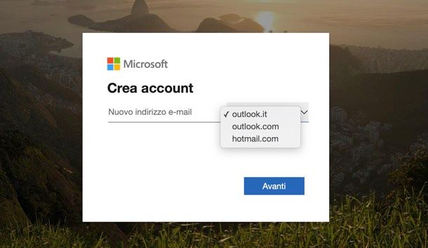 Creazione account Outlook