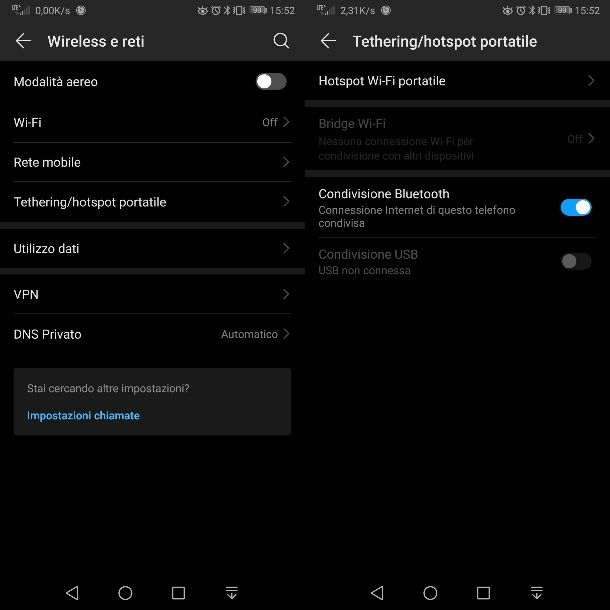 Condividere Internet da Android tramite Bluetooth