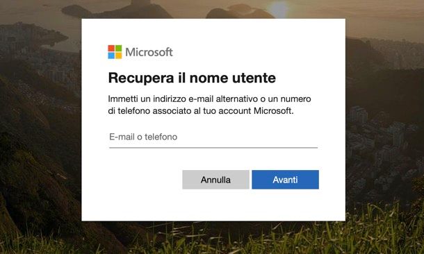 Recupero account Outlook