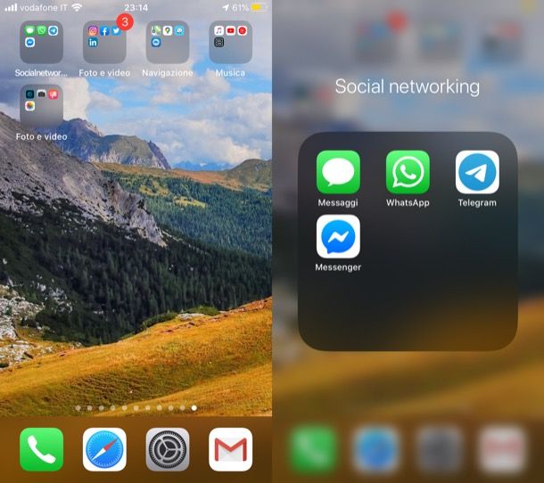 Organizzare app in cartelle