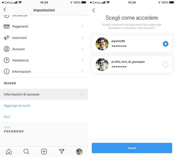 Collegare due account Instagram su iPhone