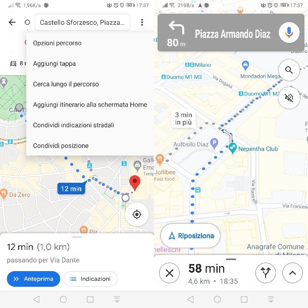 Navigazione con Google Maps